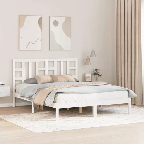 vidaXL King Size fehér tömör fa ágykeret 150 x 200 cm
