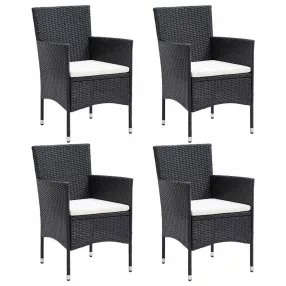 4 db fekete polyrattan kerti étkezőszék
