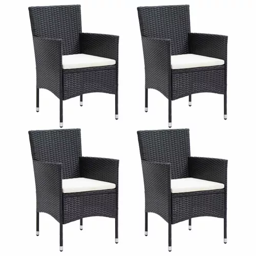 4 db fekete polyrattan kerti étkezőszék