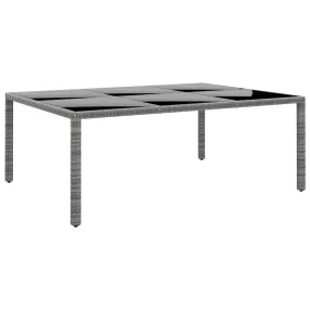   Szürke polyrattan és edzett üveg kerti asztal 200 x 150 x 75 cm