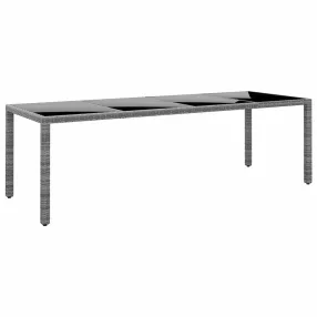  Szürke edzett üveg és polyrattan kerti asztal 250 x 100 x 75 cm