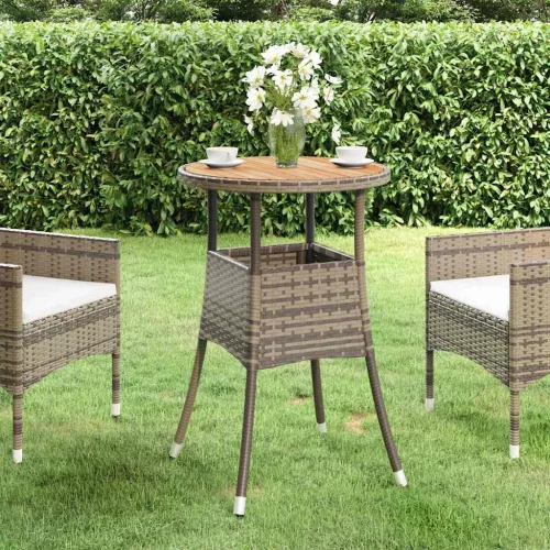 Szürke akácfa és polyrattan kerti asztal Ø60 x 75 cm