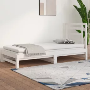   vidaXL fehér tömör fenyőfa kihúzható kanapéágy 2x(90x190) cm