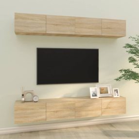   4 db sonoma tölgy színű fali TV-szekrény 100 x 30 x 30 cm
