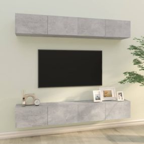 4 db betonszürke fali TV-szekrény 100 x 30 x 30 cm