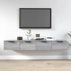   2 db szürke sonoma szerelt fa fali szekrény 68 x 30 x 20 cm