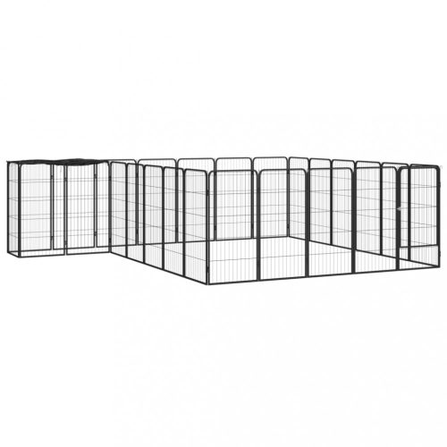 26-paneles fekete porszórt acél kutyakennel 50 x 100 cm