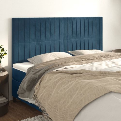 4 db sötétkék bársony fejtámla 100x5x78/88 cm