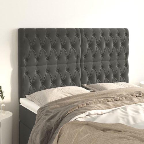 4 db sötétszürke bársony fejtámla 72 x 7 x 78/88 cm