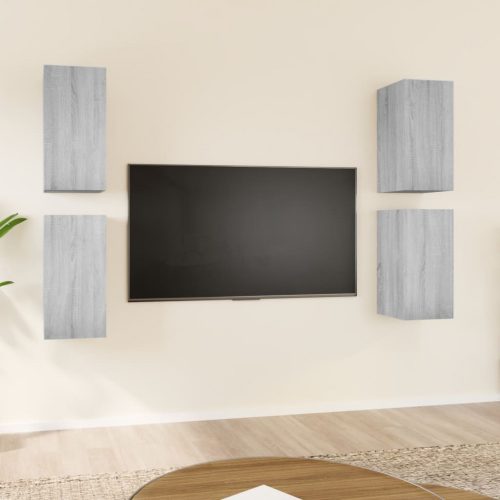 4 db szürke sonoma színű szerelt fa TV-szekrény 30,5x30x60 cm