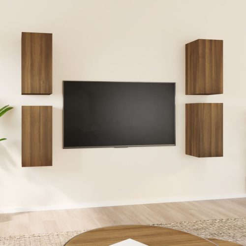 4 db barna tölgyszínű szerelt fa TV-szekrény 30,5 x 30 x 60 cm