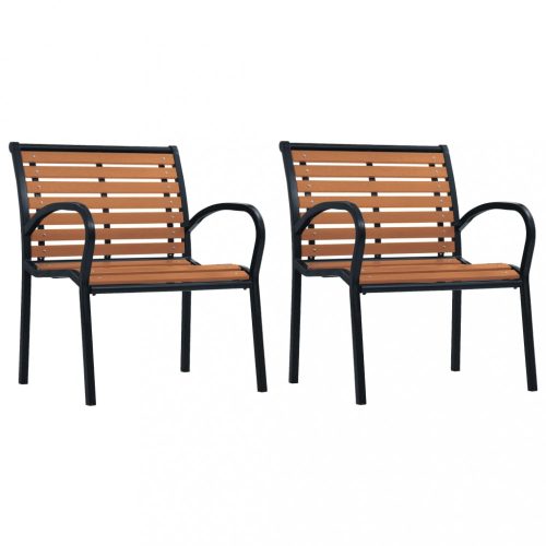 2 db fekete és barna acél és WPC kerti szék