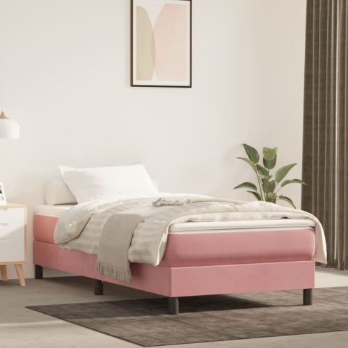 Rózsaszín bársony rugós ágykeret 90x200 cm