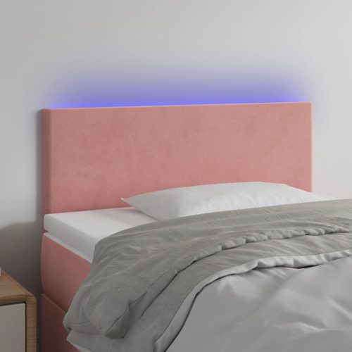  rózsaszín bársony LED-es fejtámla 100x5x78/88 cm