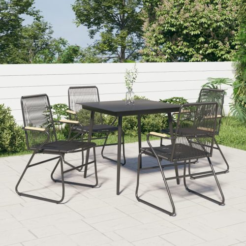  4 db fekete PVC rattan kerti szék 58 x 59 x 85,5 cm