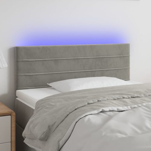 világosszürke bársony LED-es fejtámla 90x5x78/88 cm