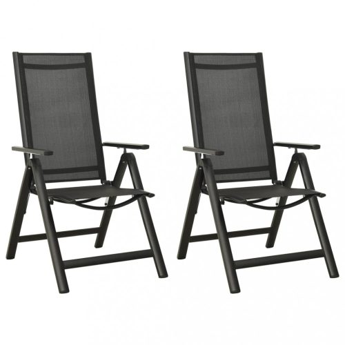 2 db fekete textilén és alumínium összecsukható kerti szék