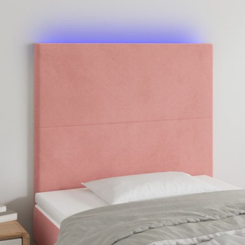  rózsaszín bársony LED-es fejtámla 90x5x118/128 cm