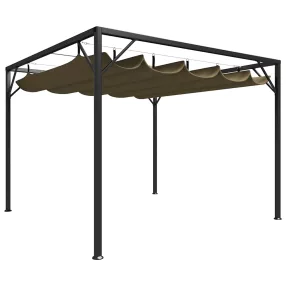   Tópszínű kerti pavilon behúzható tetővel 3 x 3 m 180 g/m²