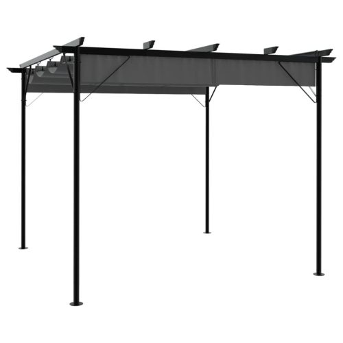 antracitszürke acél pavilon behúzható tetővel 3 x 3 m 180 g/m²