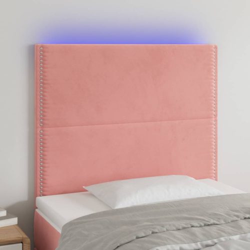  rózsaszín bársony LED-es fejtámla 90x5x118/128 cm