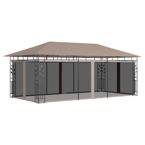 tópszínű pavilon szúnyoghálóval 6 x 3 x 2,73 m 180 g/m²