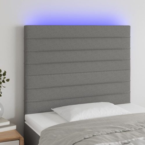  sötétszürke szövet LED-es fejtámla 90x5x118/128 cm