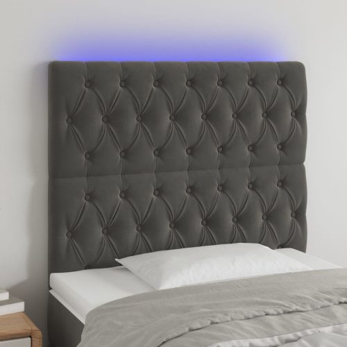  sötétszürke bársony LED-es fejtámla 90x7x118/128 cm