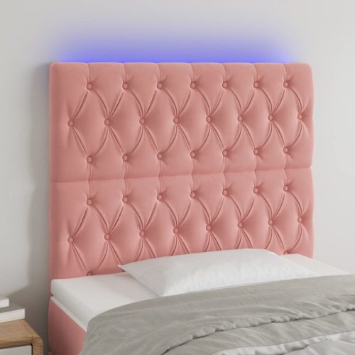  rózsaszín bársony LED-es fejtámla 100x7x118/128 cm