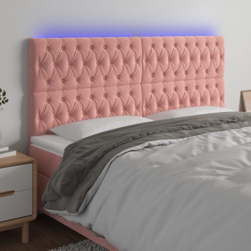  rózsaszín bársony LED-es fejtámla 200x7x118/128 cm