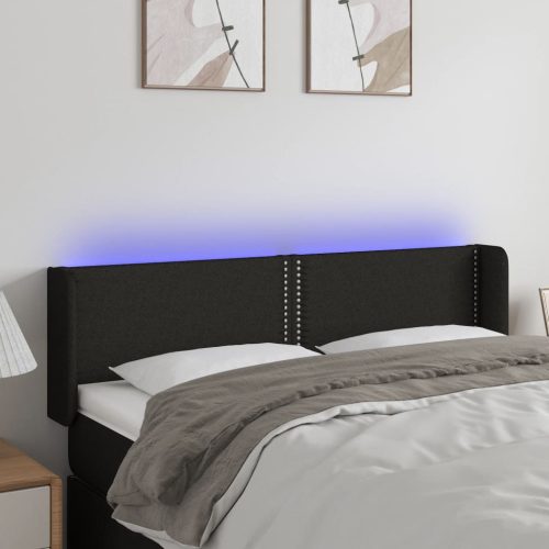 fekete szövet LED-es fejtámla 147 x 16 x 78/88 cm