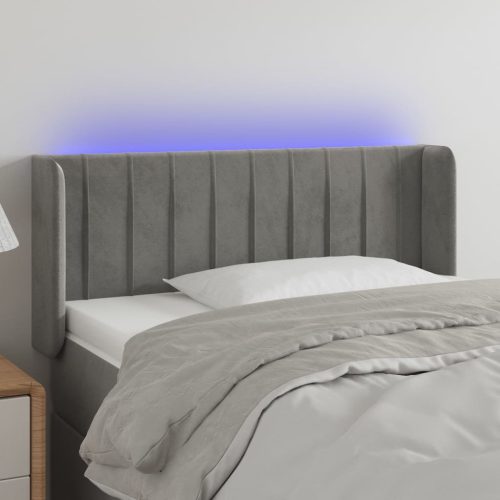 világosszürke bársony LED-es fejtámla 83 x 16 x 78/88 cm