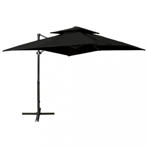 Fekete dupla tetejű konzolos napernyő 250 x 250 cm