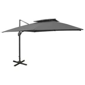   antracitszürke dupla tetejű konzolos napernyő 300 x 300 cm