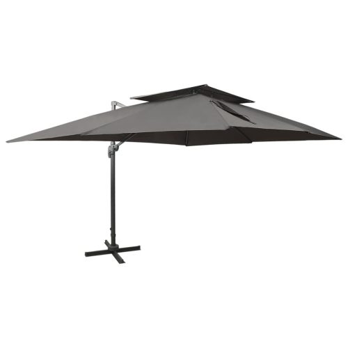 antracitszürke dupla tetejű konzolos napernyő 400 x 300 cm