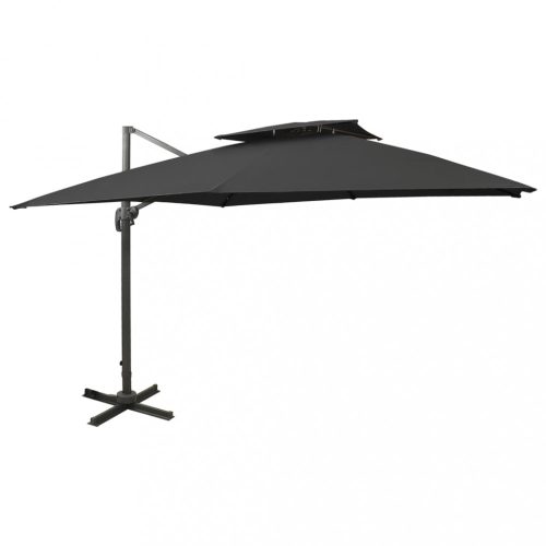 Fekete dupla tetejű konzolos napernyő 300 x 300 cm