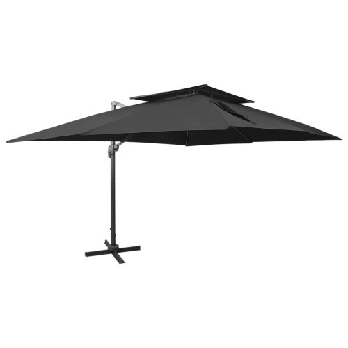 fekete dupla tetejű konzolos napernyő 400 x 300 cm