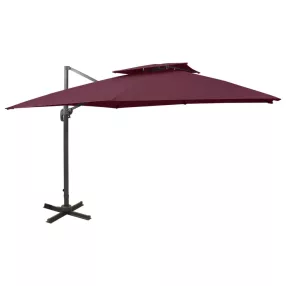   vidaXL bordóvörös dupla tetejű konzolos napernyő 300 x 300 cm