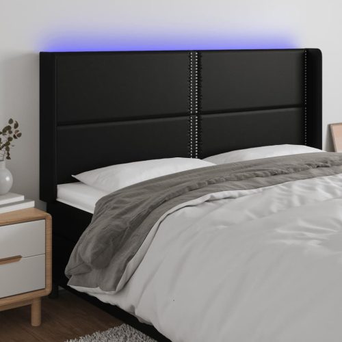  fekete műbőr LED-es fejtámla 203x16x118/128 cm