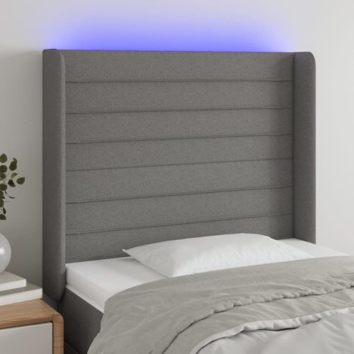  sötétszürke szövet LED-es fejtámla 83x16x118/128 cm