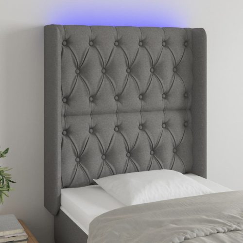  sötétszürke szövet LED-es fejtámla 83x16x118/128 cm