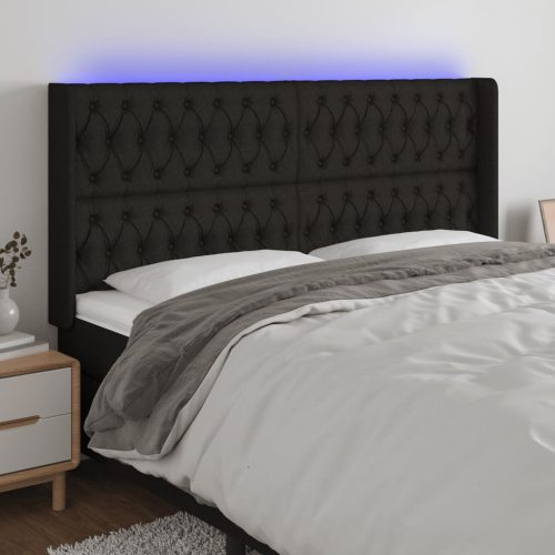  fekete szövet LED-es fejtámla 203x16x118/128 cm