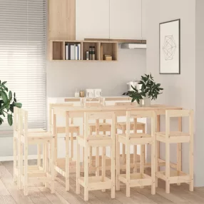 vidaXL 9 részes tömör fenyőfa bárszett