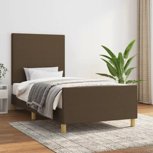sötétbarna szövet ágykeret matrac nélkül 80x200 cm