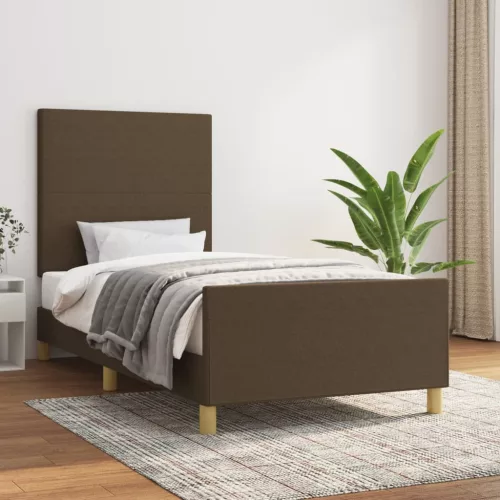 sötétbarna szövet ágykeret matrac nélkül 90x200 cm