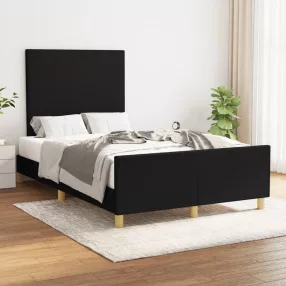 fekete szövet ágykeret matrac nélkül 120x200 cm
