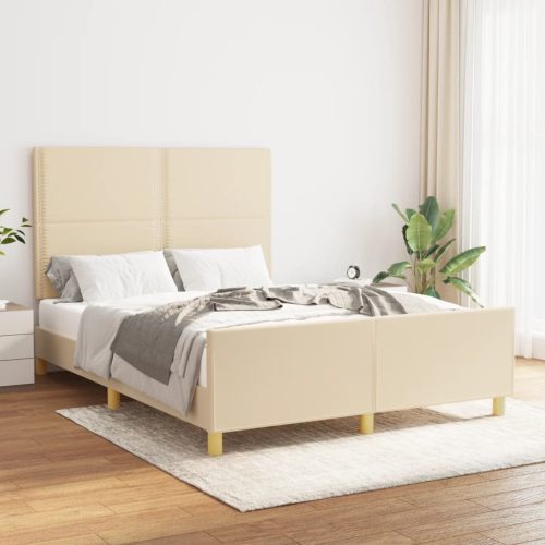 vidaXL krémszínű szövet ágykeret matrac nélkül 140 x 190 cm