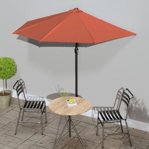 terrakotta féloldalas napernyő alumíniumrúddal 270x144x222 cm