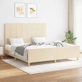   vidaXL krémszínű szövet ágykeret matrac nélkül 160 x 200 cm