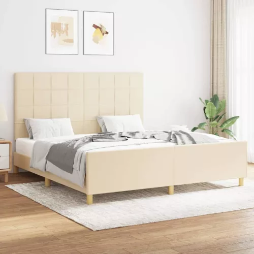 vidaXL krémszínű szövet ágykeret matrac nélkül 160 x 200 cm